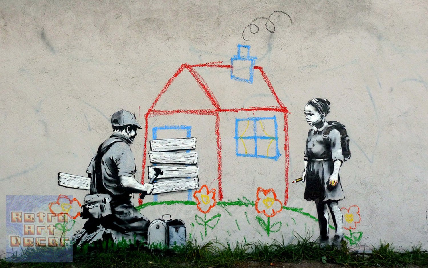 Banksy, Boarded Playhouse - Canvas Wrap Print