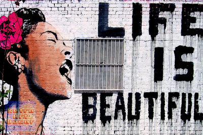 Banksy, Life is Beautiful - Canvas Wrap Print