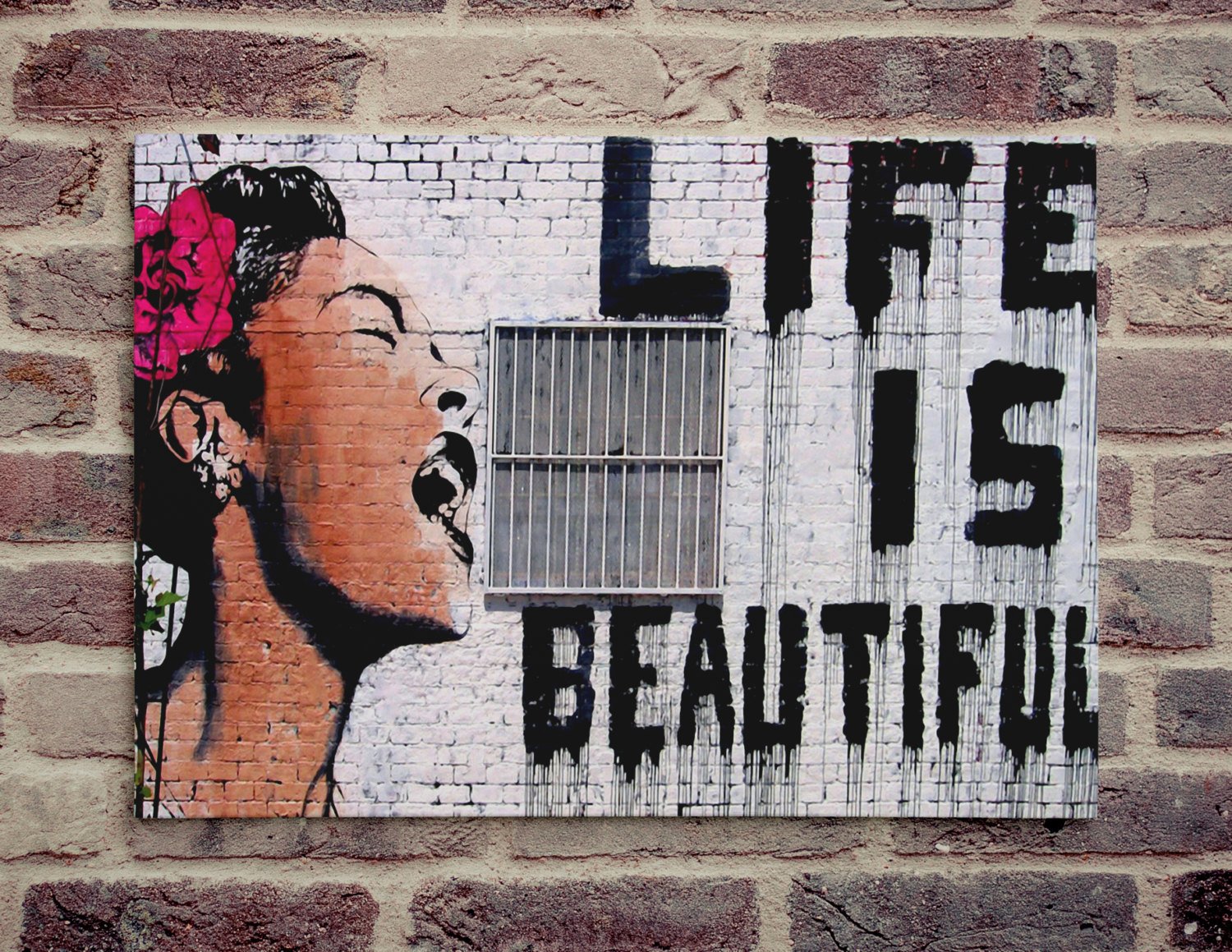 Banksy, Life is Beautiful - Canvas Wrap Print