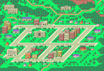 EarthBound, Onett Map - Canvas Wrap Print