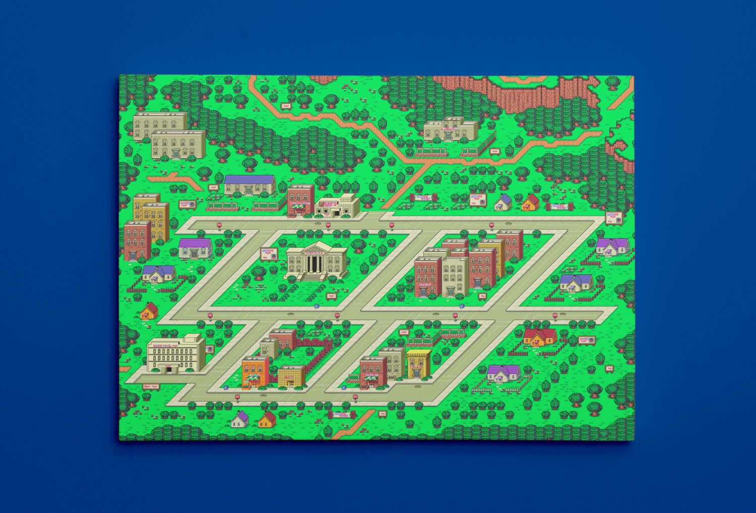 EarthBound, Onett Map - Canvas Wrap Print