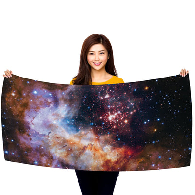 Celestial Fireworks, Hubble 25th Anniversary HD Space Photo - 30" x 60" Microfiber Beach Towel