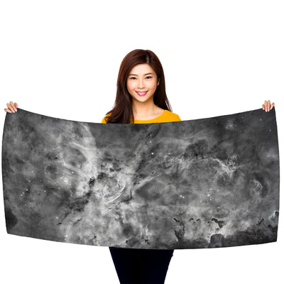 The Carina Nebula, Star Birth in the Extreme (Grayscale) - 30" x 60" Microfiber Beach Towel
