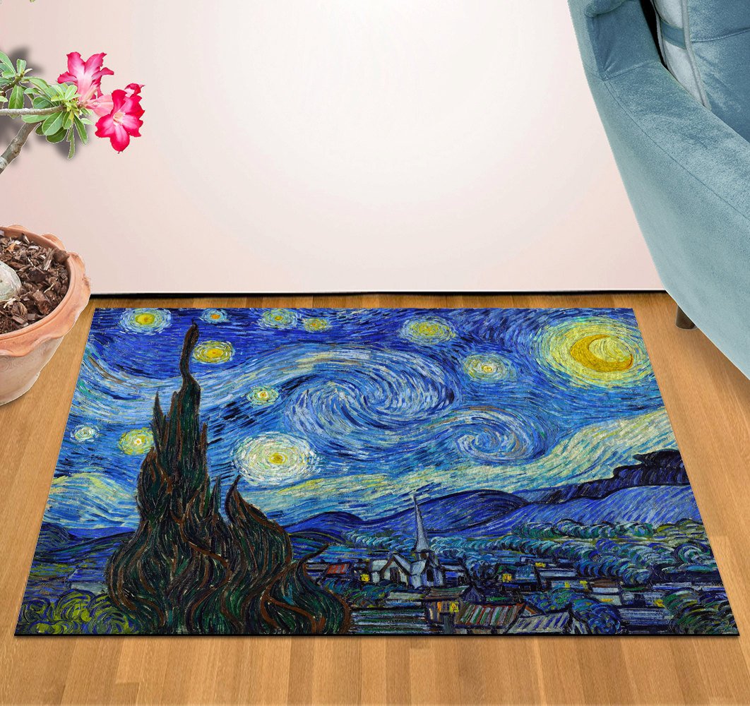 Van Gogh Starry Night HD - Area Rug / Bathmat / Door Mat