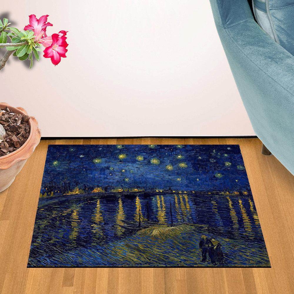 Starry Night Over the Rhone Design Door Mat (24" x 36")