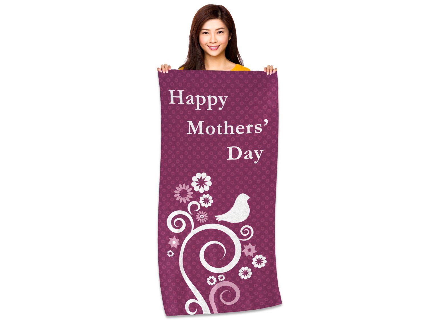 Mothers&#39; Day Abstract Flowers & Birds - 30" x 60" Microfiber Beach Towel