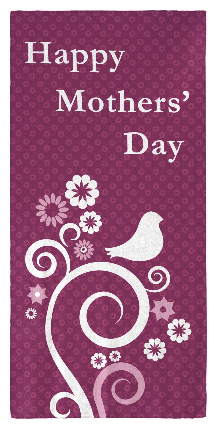 Mothers&#39; Day Abstract Flowers & Birds - 30" x 60" Microfiber Beach Towel