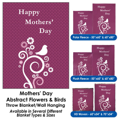 Mothers&#39; Day Abstract Flowers & Birds - Throw Blanket / Tapestry Wall Hanging