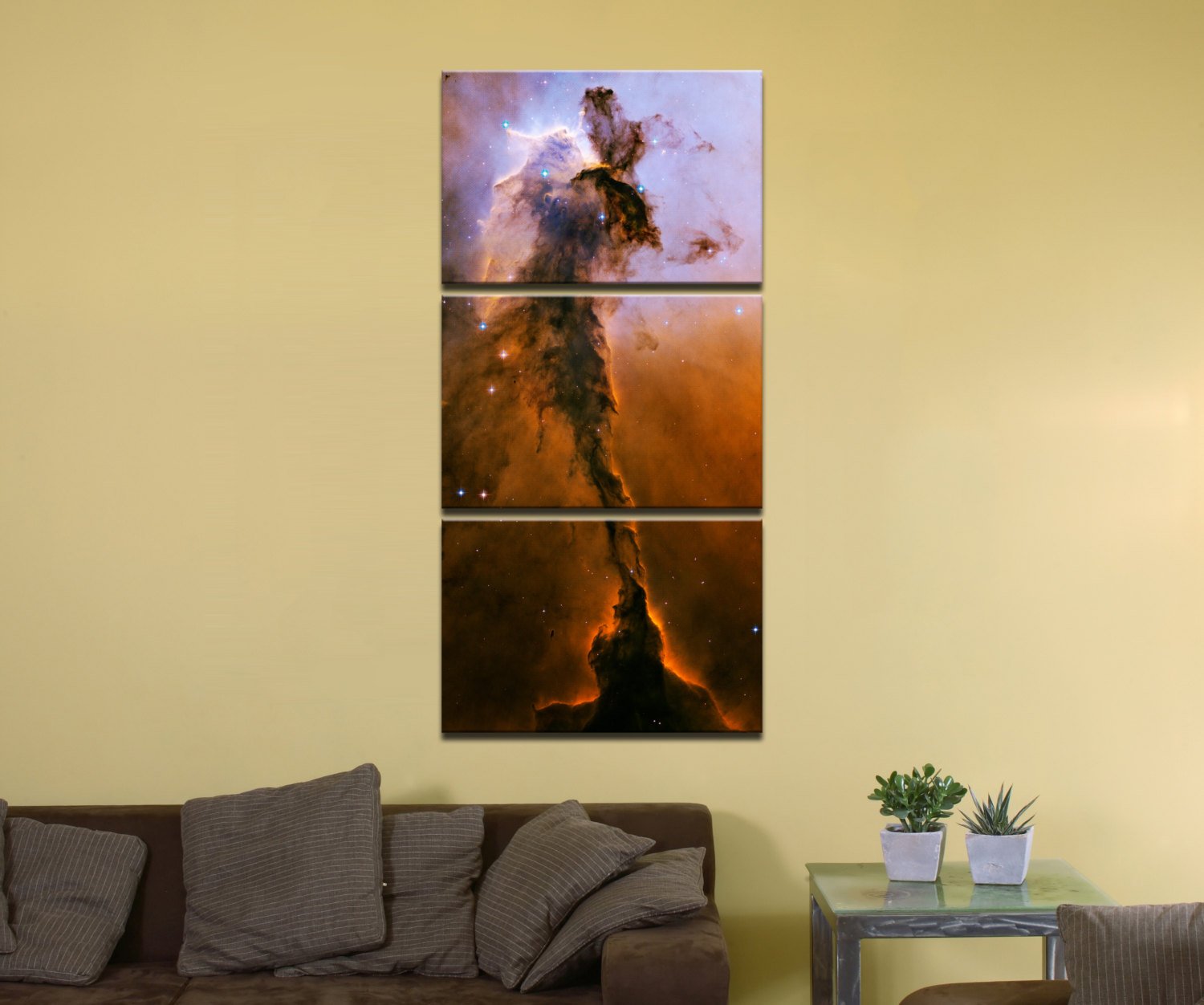 Stellar Spire in the Eagle Nebula - 24" x 48", 3-Piece Vertical Split Canvas Wall Mural