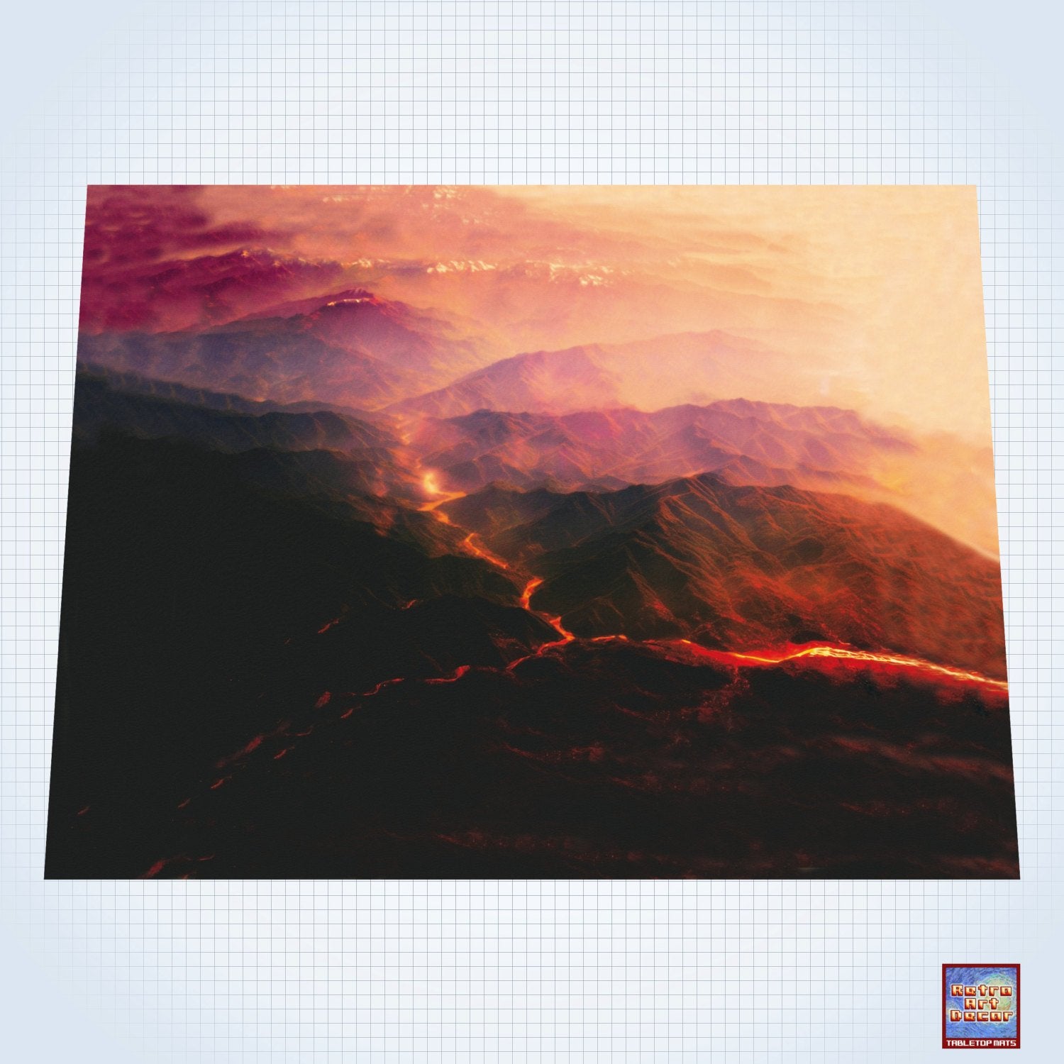 Volcanic Mountain Range - #GM302 - 60" x 80" (4&#39; x 6&#39; plus) Fleece Table Top Gaming Mat