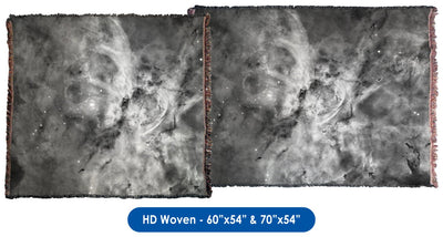 The Carina Nebula, Star Birth in the Extreme (Grayscale) - Throw Blanket / Tapestry Wall Hanging