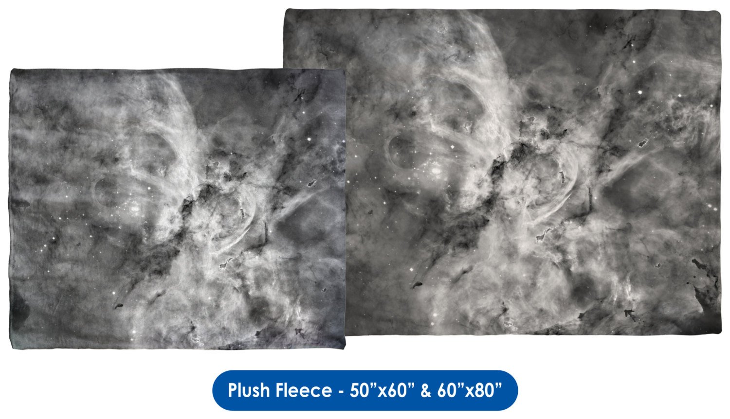 The Carina Nebula, Star Birth in the Extreme (Grayscale) - Throw Blanket / Tapestry Wall Hanging