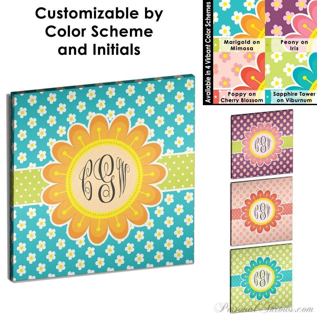 Monogrammed Gifts,Other Products - Blooming Spring Monogrammed 16" X 16" Canvas Gallery Wrap
