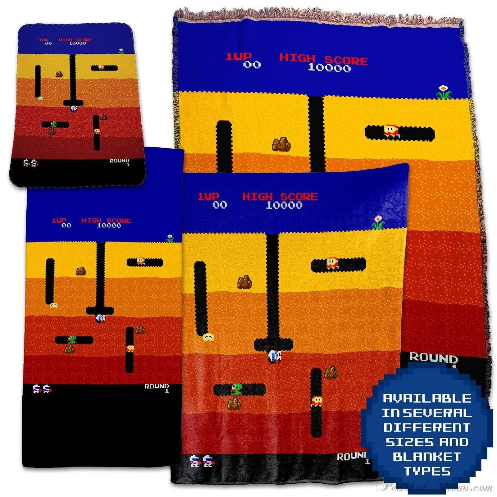 Photo Blankets,Designer Gifts - Dig Dug Arcade Retro Video Game Throw