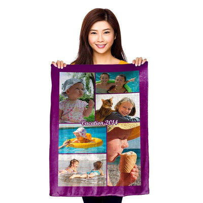 Photo Blankets - Full Service Photo Collage Plush Fleece Blanket - 30" X 40"