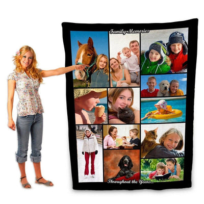 Photo Blankets - Full Service Photo Collage Plush Fleece Blanket - 80" X 60"