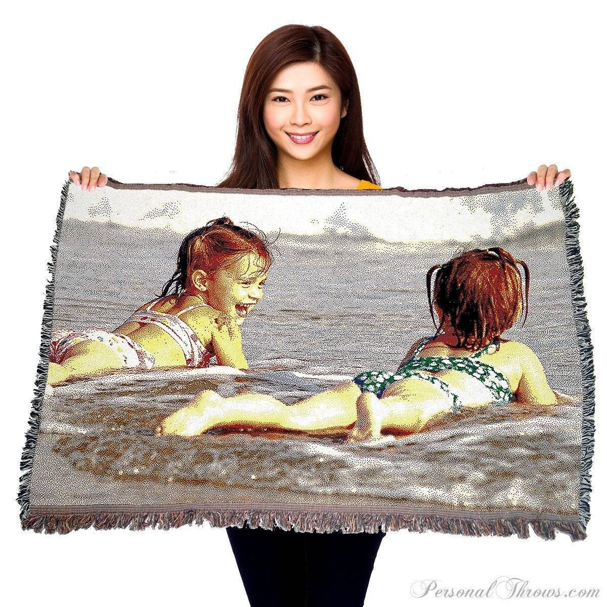Photo Blankets,Holiday Gifts,Mother's Day Gifts - Jacquard Woven Photo Blanket - 54" X 38" (Small)