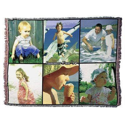 Photo Blankets - Jacquard Woven Full Service Collage Blanket - 70" X 54" (Large)
