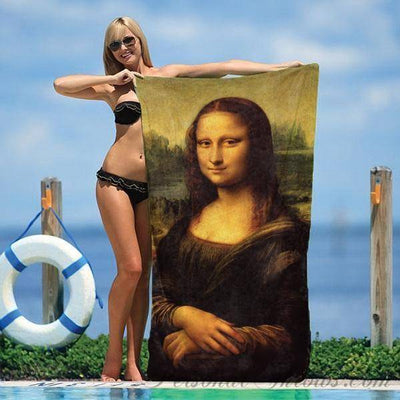 Photo Towels,Designer Gifts - Leonardo Da Vinci's Mona Lisa Beach Towel - 30" X 60"