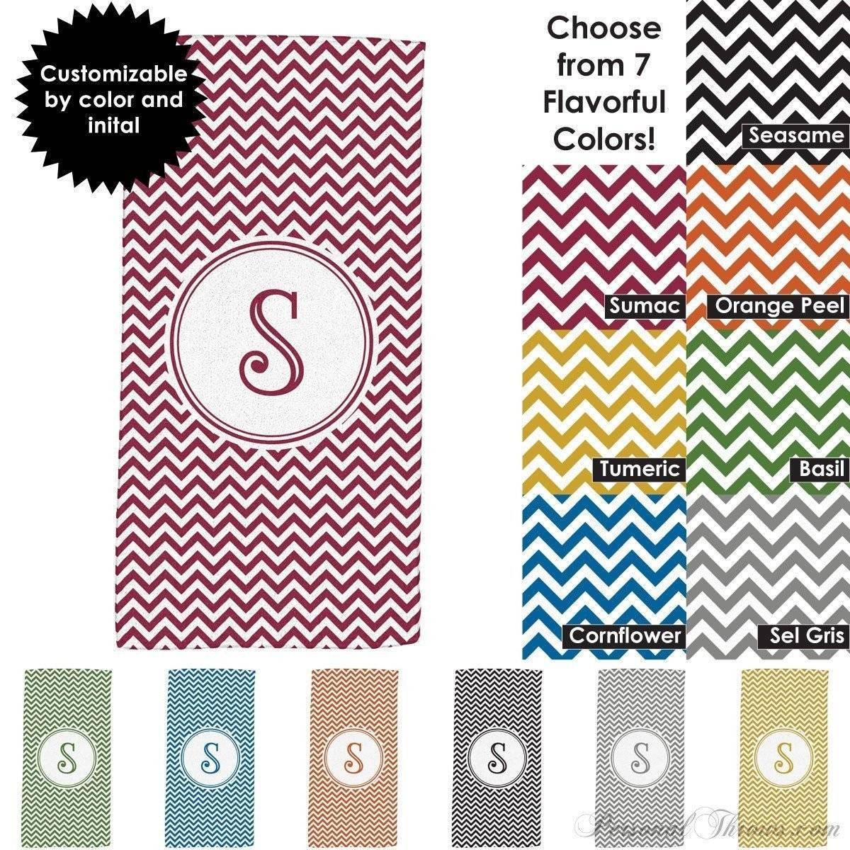 Photo Towels,Monogrammed Gifts,Other Products,Mother's Day Gifts - Chevron Monogrammed Beach Towel - 30" X 60"