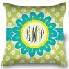 Square Blooming Spring Monogrammed Spun Polyester Pillow